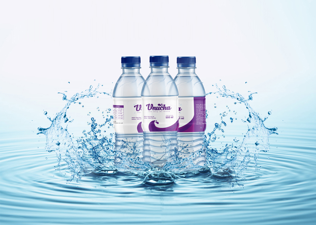 V-NUCHA - Thiết kế logo và bao bì nước đóng chai tinh khiết V-nucha